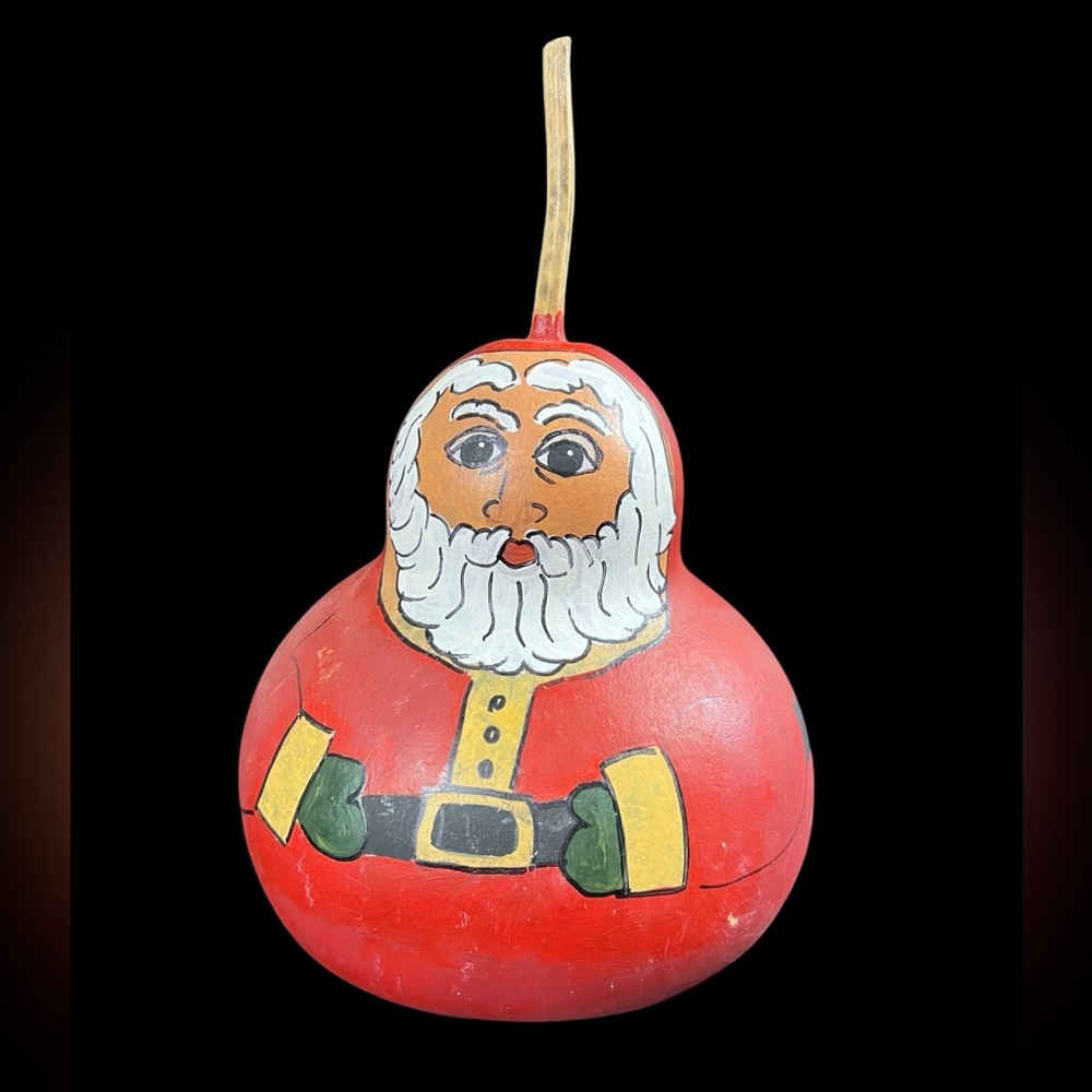 Folk Art Gourd Santa Claus Hand Painted Christmas Decor